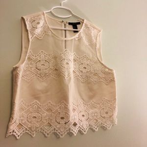 White Lacey Sleeveless Crop Top